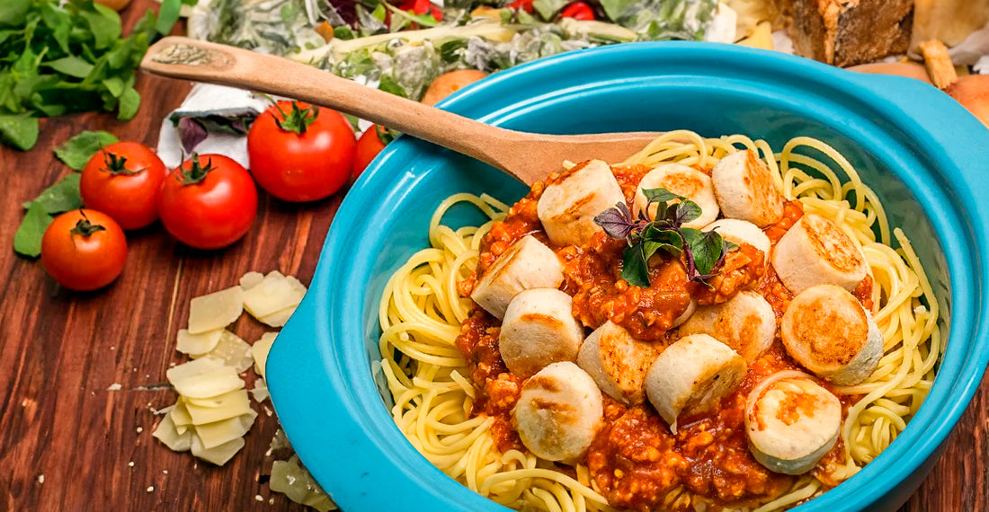 Pasta Bolognesa con Salchichas de Pollo